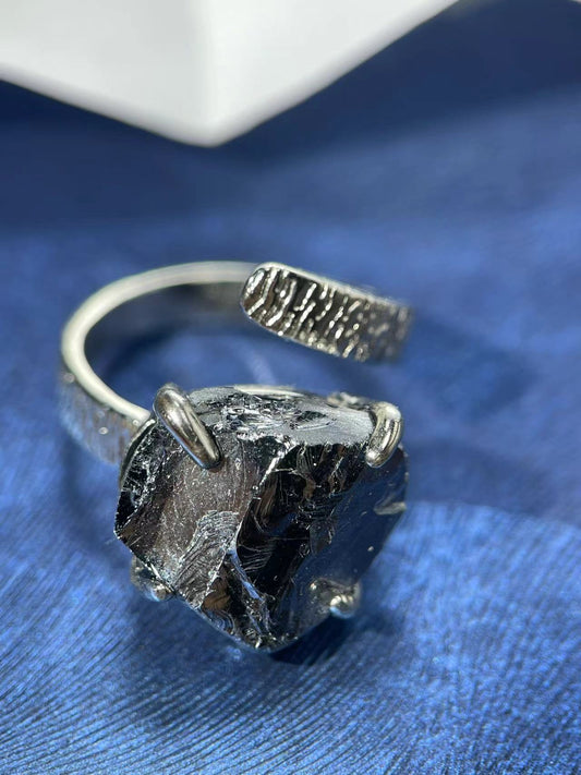 Terahertz Stone Raw Crystal Ring