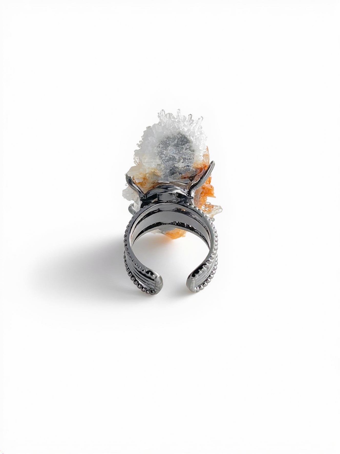 Needle Quartz Cluster mineral specimen ring back view