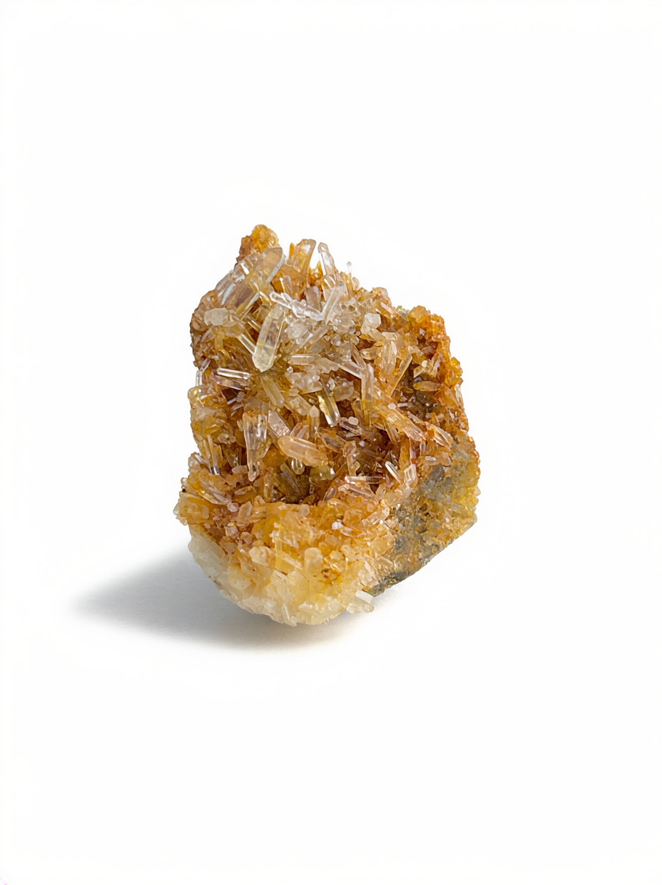 Needle quartz cluster mineral specimen ring front view