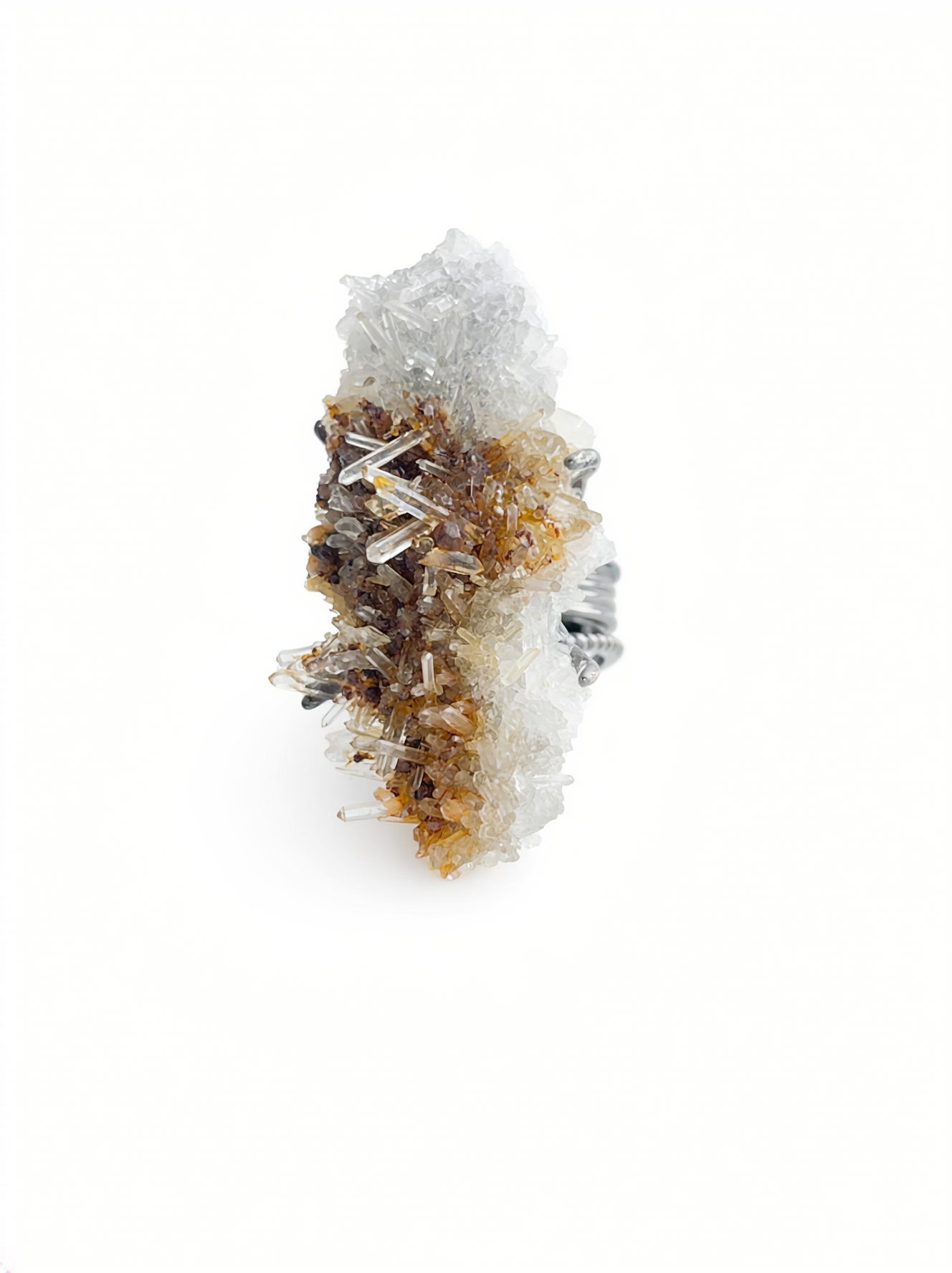 Needle Quartz Cluster mineral specimen ring front view