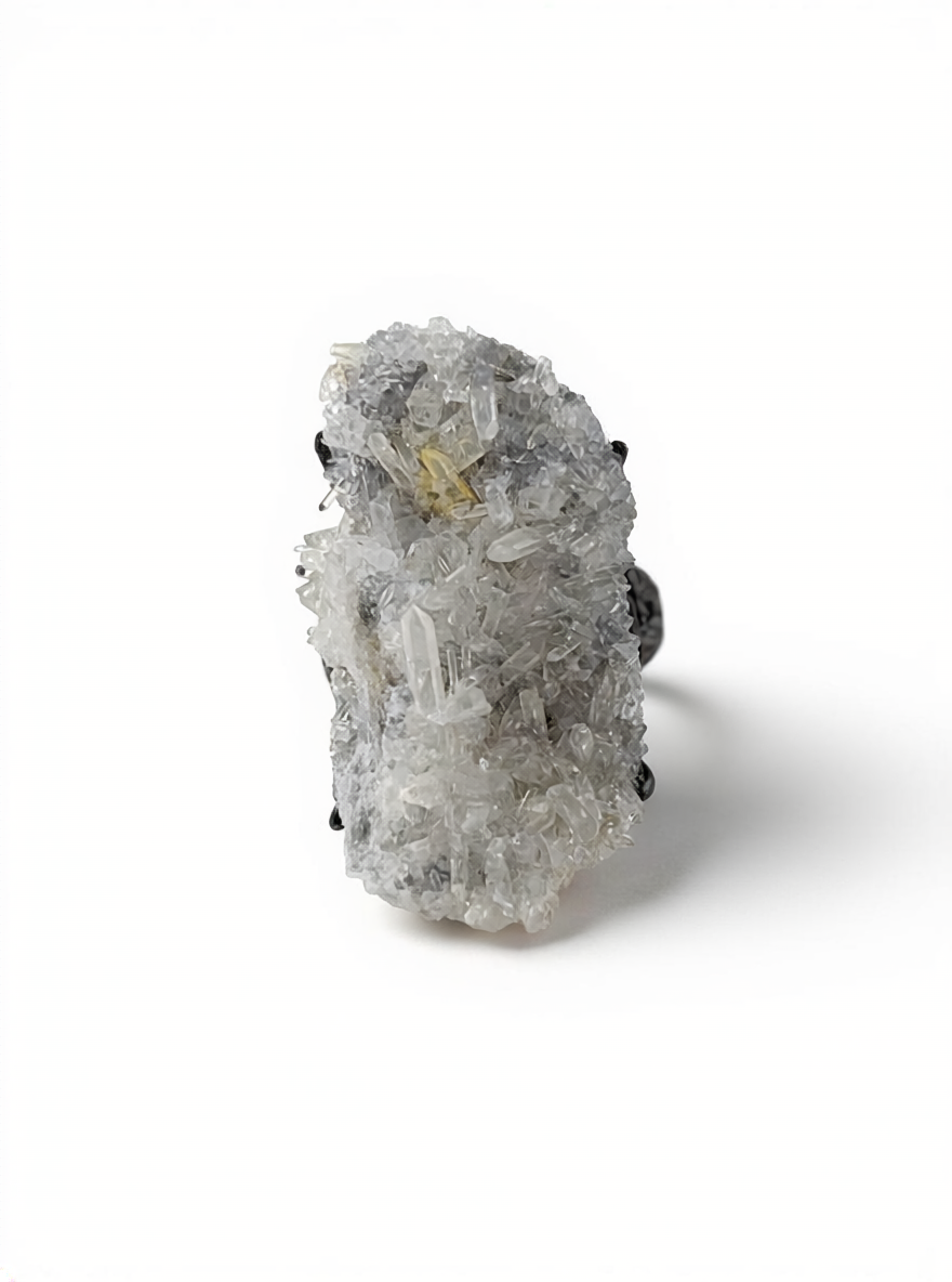 Needle Quartz Cluster Ring front view