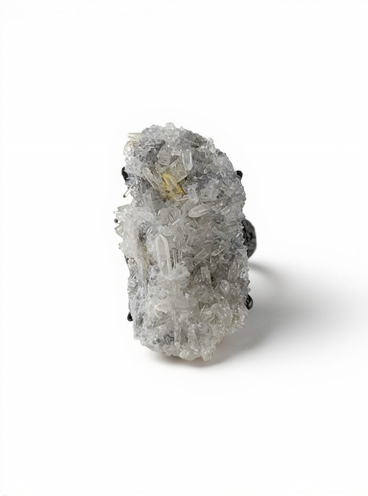 Needle Quartz Cluster Ring front view