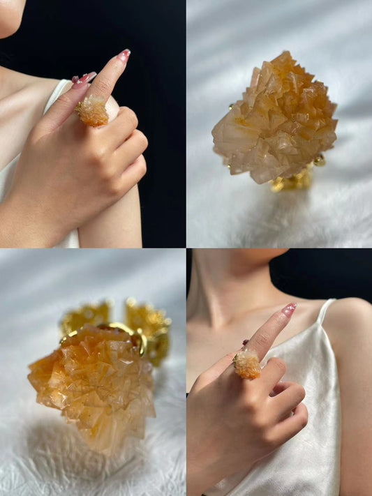 Yellow Calcite Cluster Ring