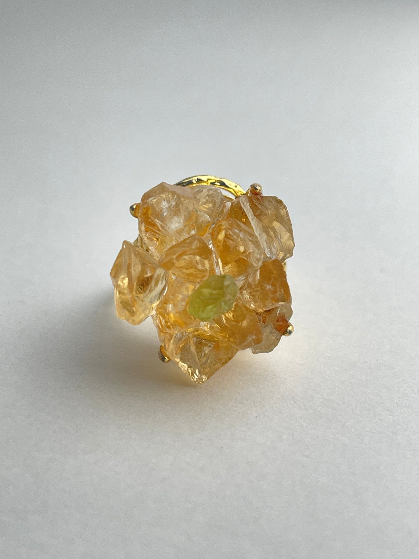 citrine and peridot crystal blossom ring