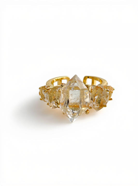 clear herkimer diamond quartz row ring by Oryssia
