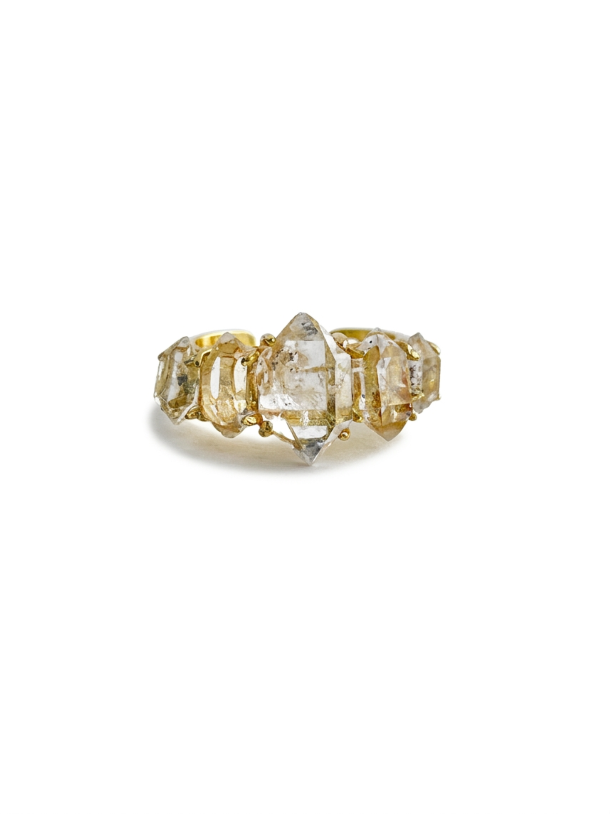 clear herkimer diamond quartz row ring by Oryssia