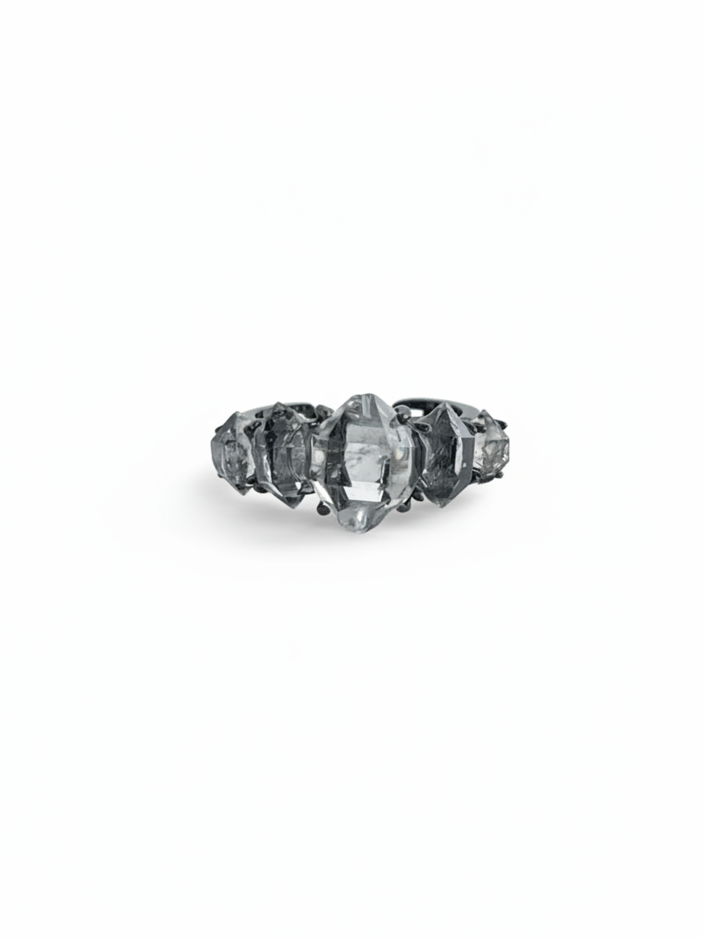 clear herkimer diamond quartz row ring by Oryssia