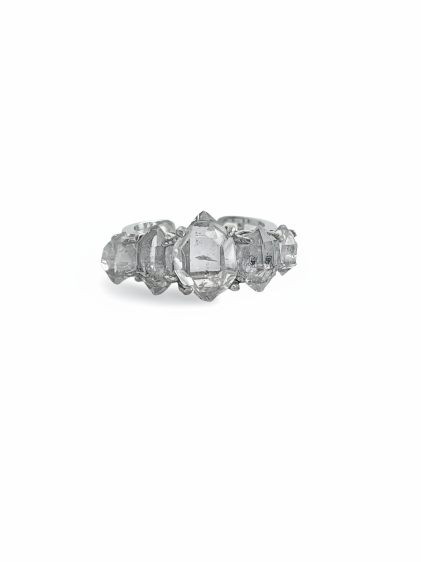 clear herkimer diamond quartz row ring by Oryssia