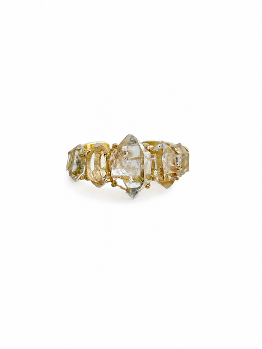 clear herkimer diamond quartz row ring by Oryssia