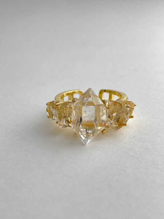 clear herkimer diamond quartz row ring by Oryssia