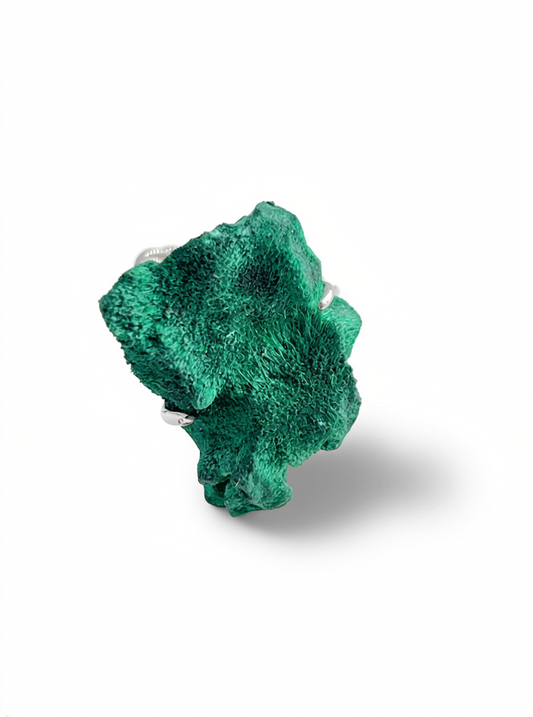 fibrous malachite crystal ring