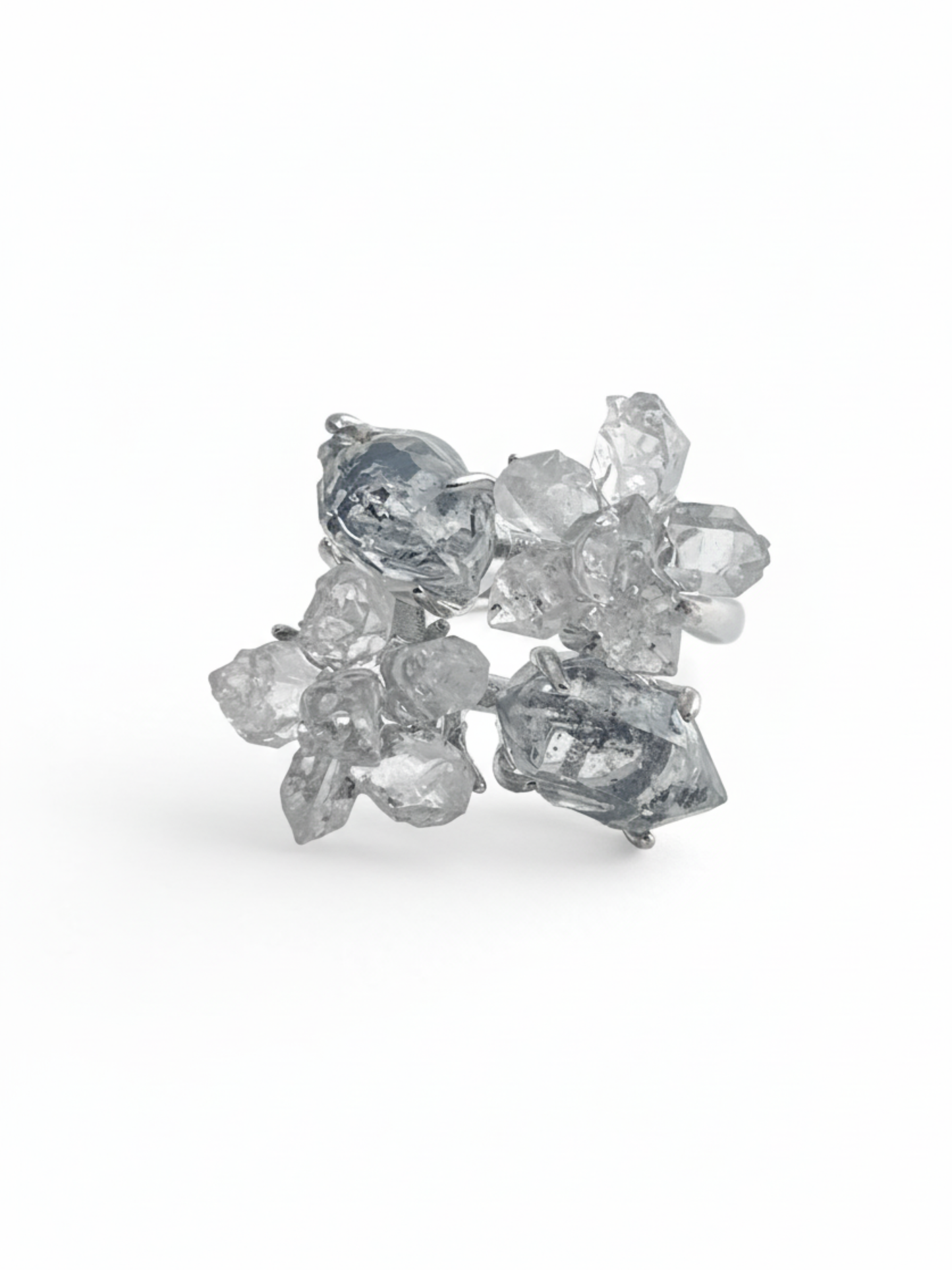 herkimer diamond quartz crystal cluster ring
