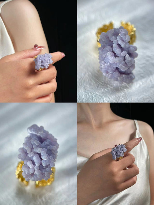 Grape Chalcedony Ring with Twist Band
