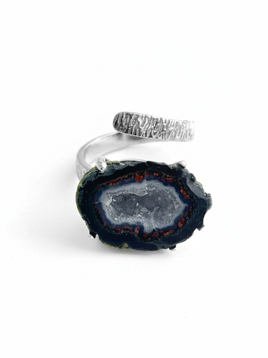 mexican crystal geode ring