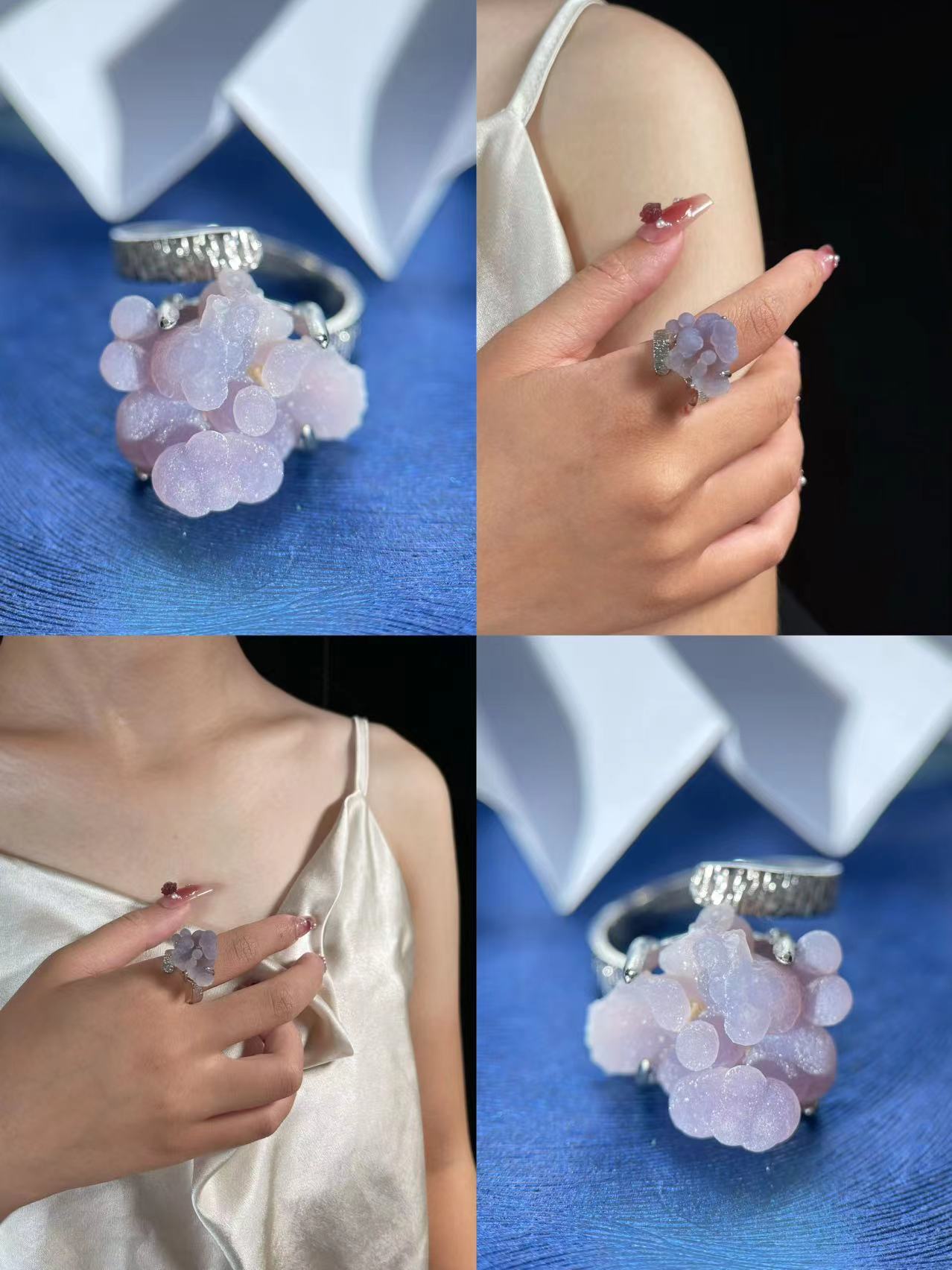 Light Grape Chalcedony Cluster Ring