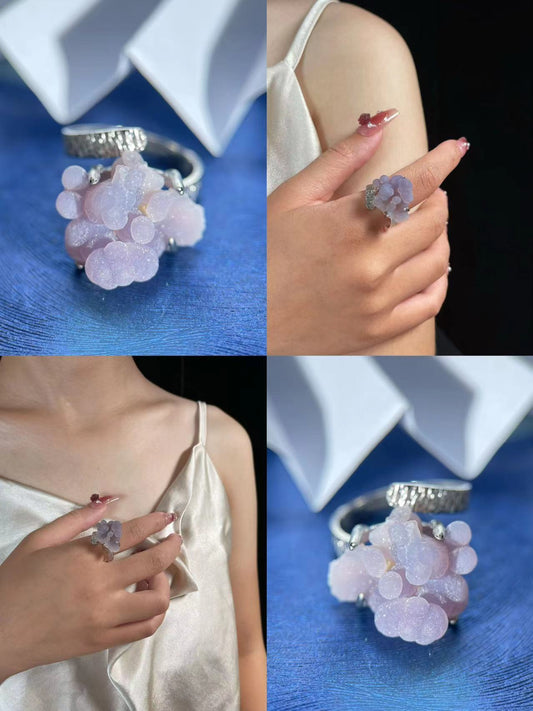 Light Grape Chalcedony Cluster Ring