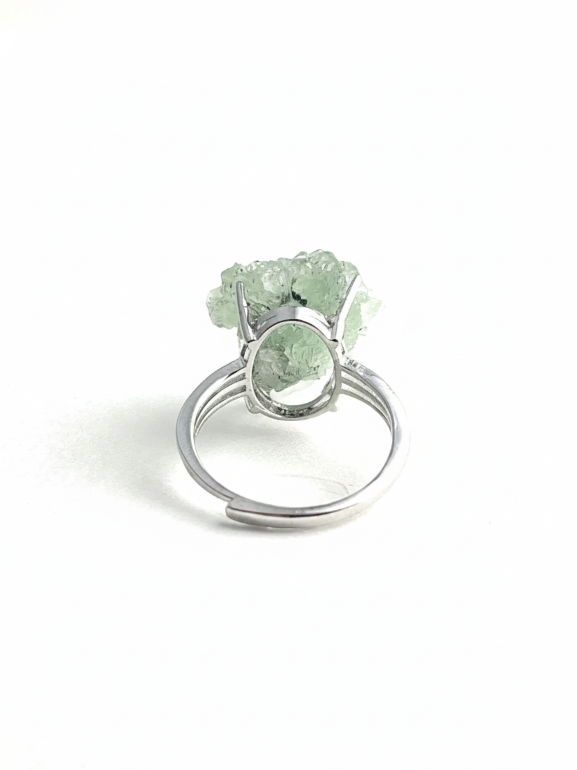 prehnite quartz magnetite ring adjustable band back