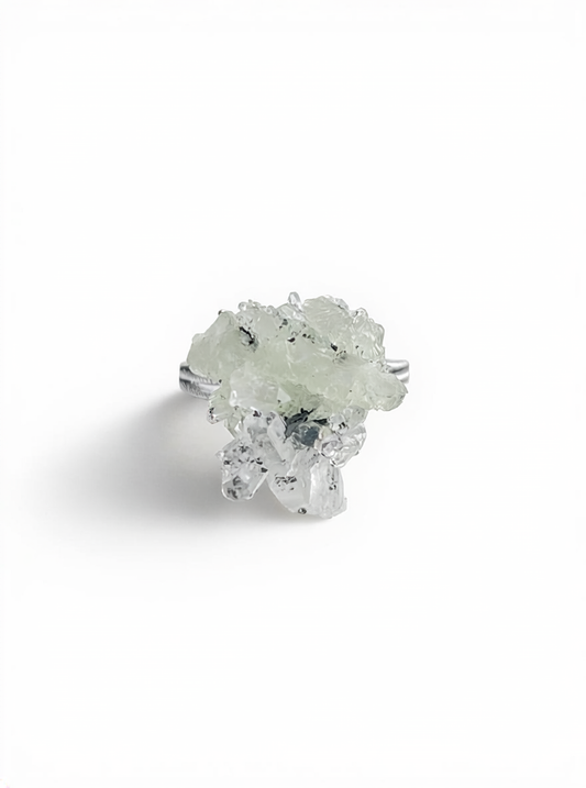 prehnite quartz magnetite ring natural mineral specimen jewelry