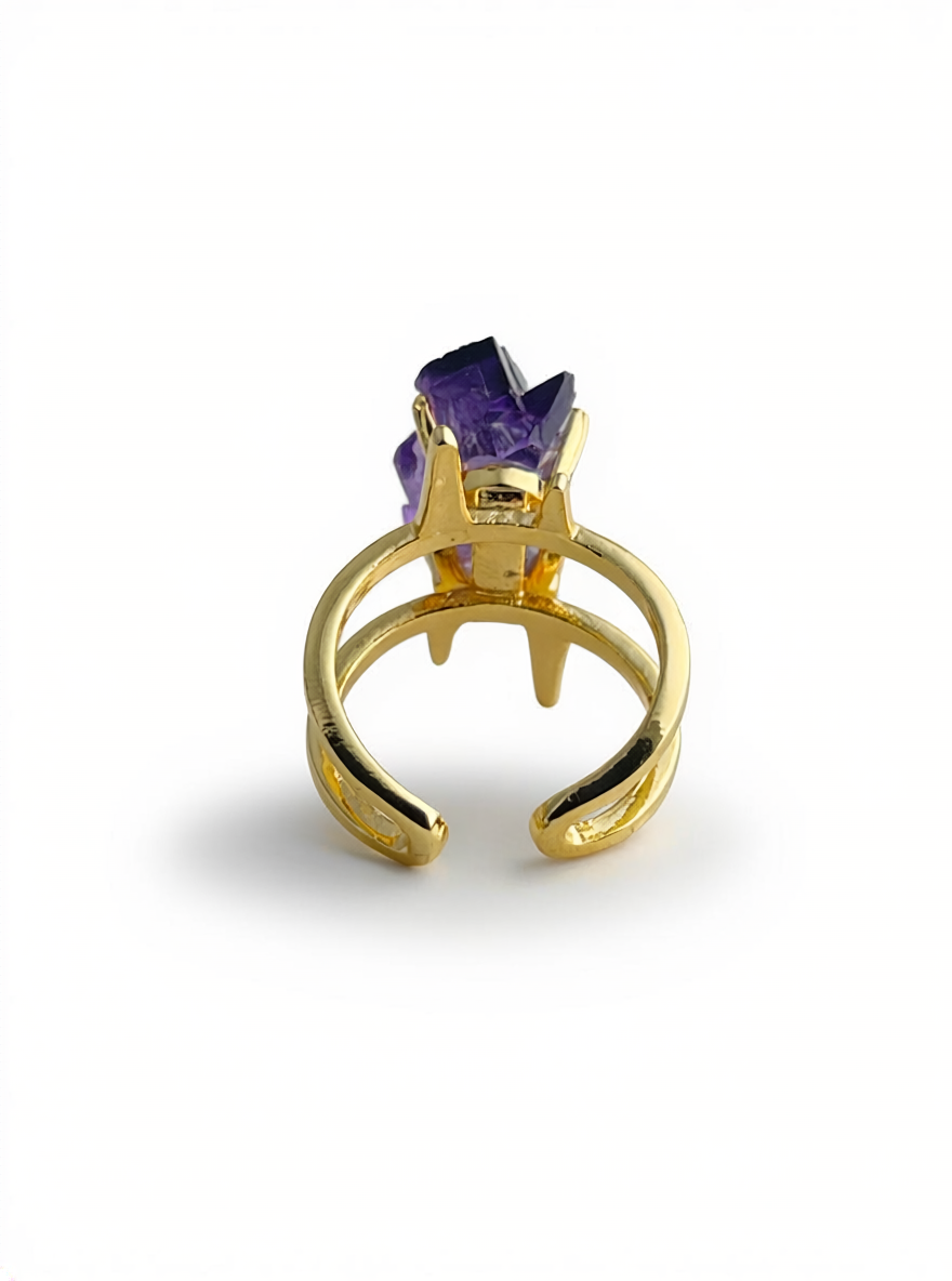 back view adjustable fluorite crystal ring