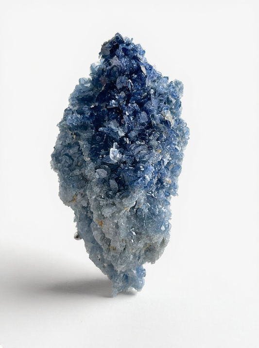 Raw Blue Sapphire Mineral Specimen Ring front view showing natural blue sapphire crystal