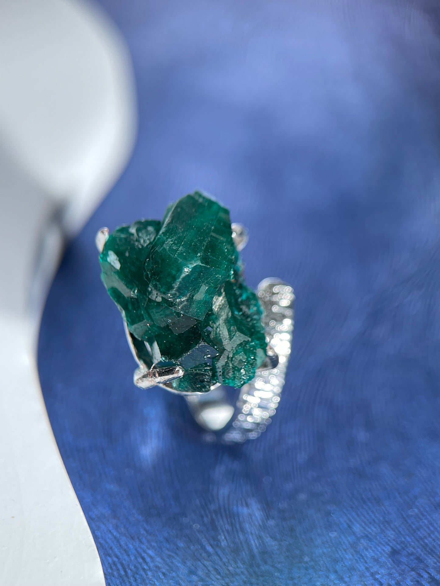 Dioptase ring / necklace / earrings