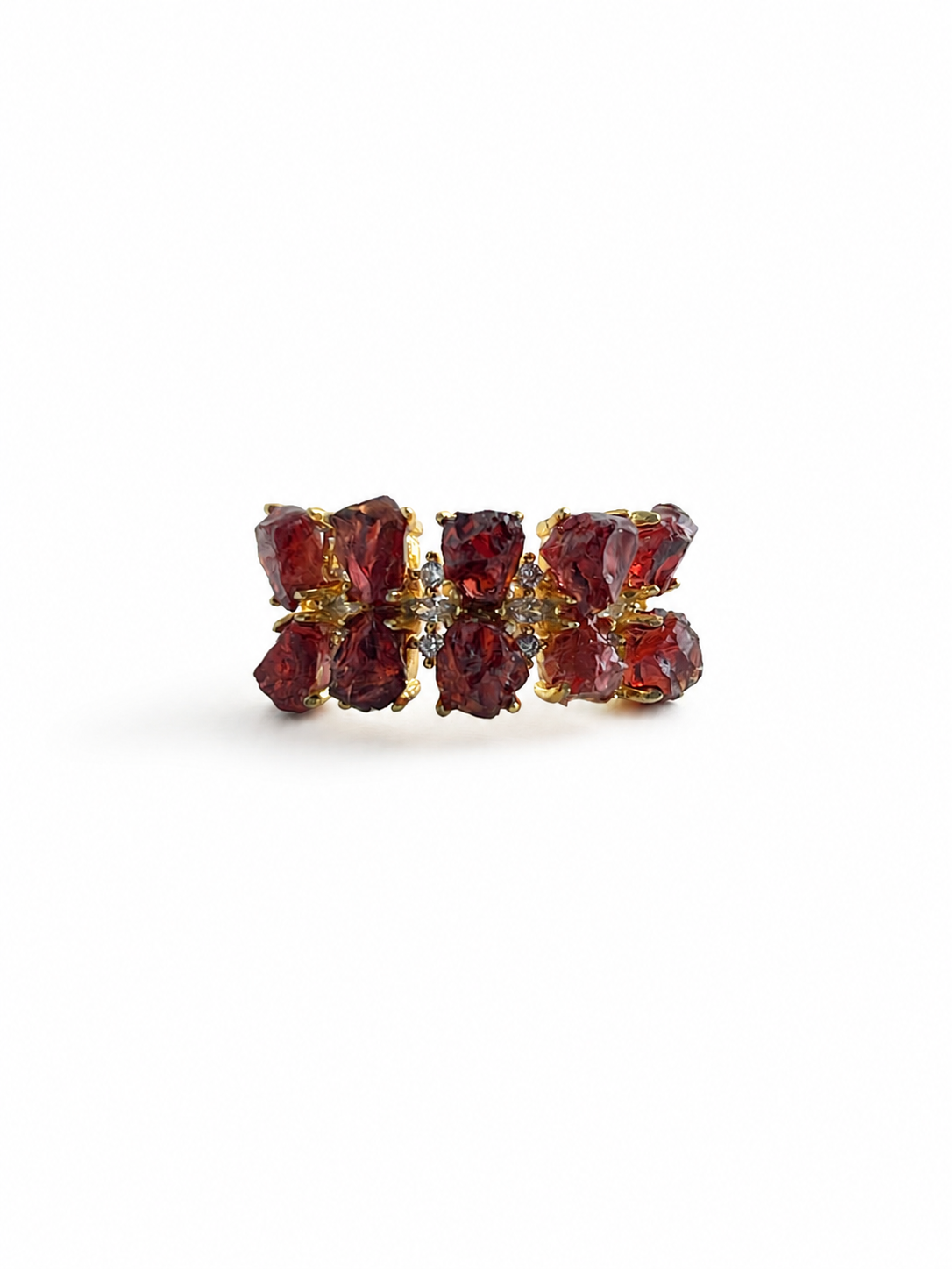 raw garnet double row ring