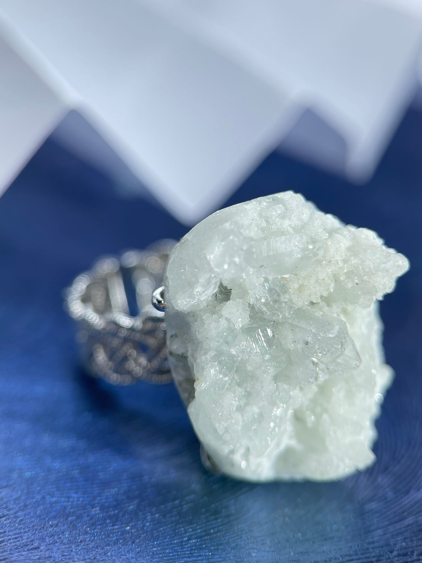 Gypsum Crystal Cluster Ring