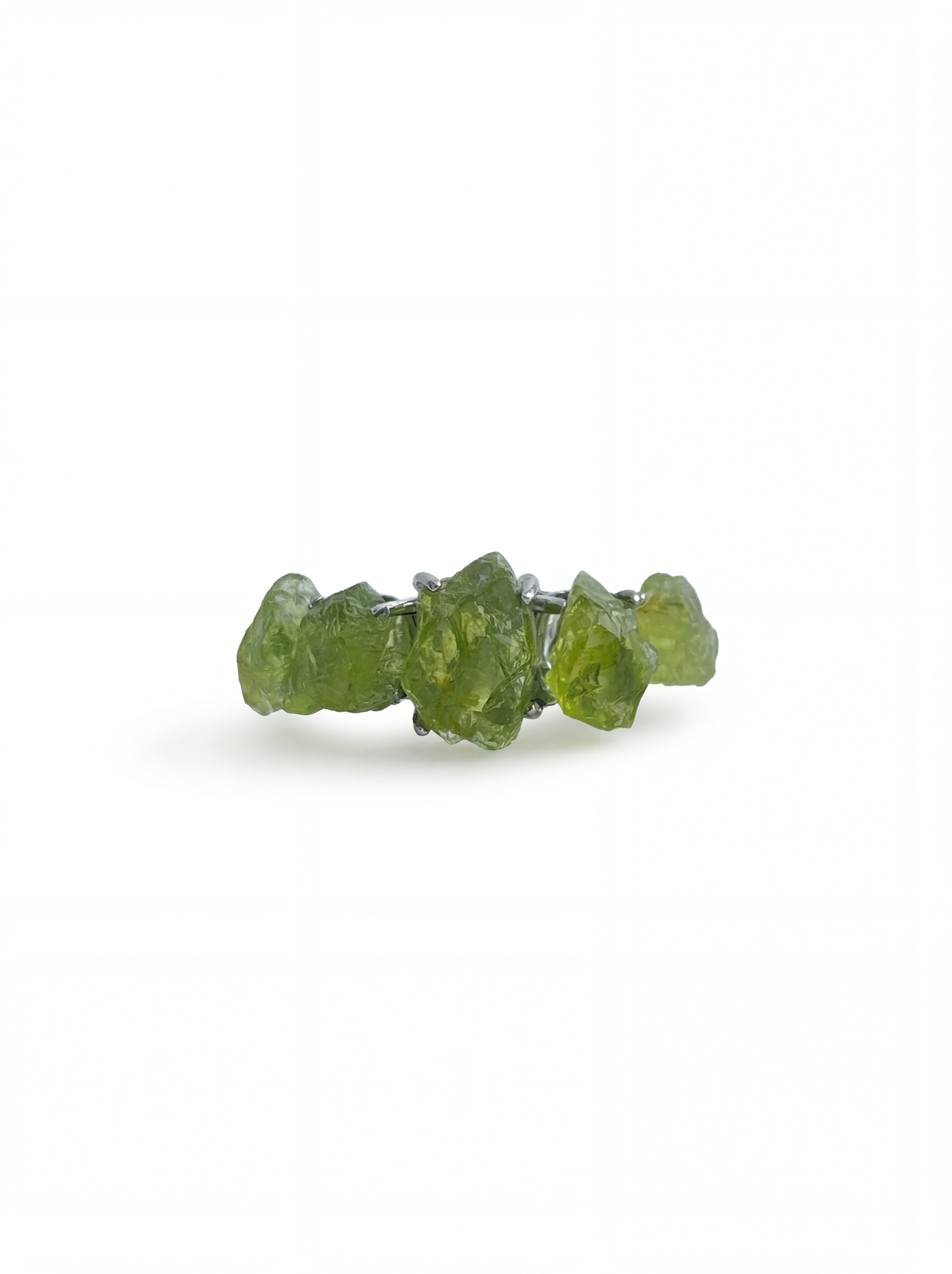 raw peridot crystal ring