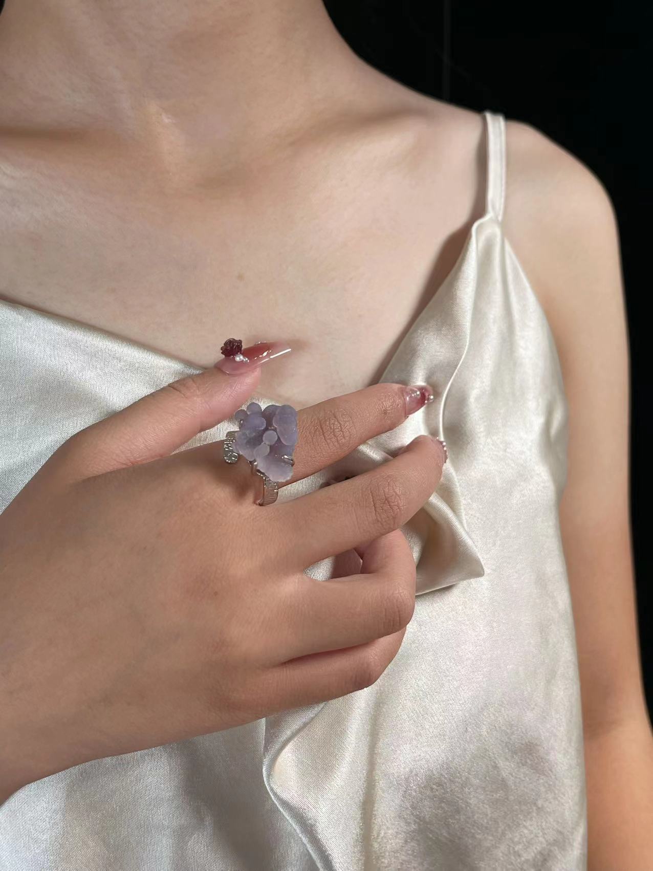 Light Grape Chalcedony Cluster Ring