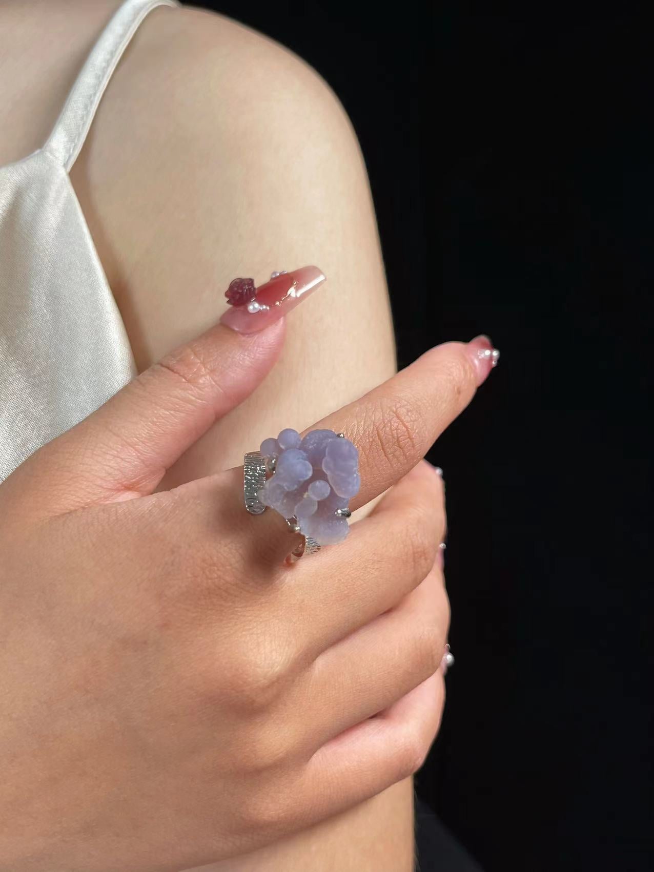 Light Grape Chalcedony Cluster Ring