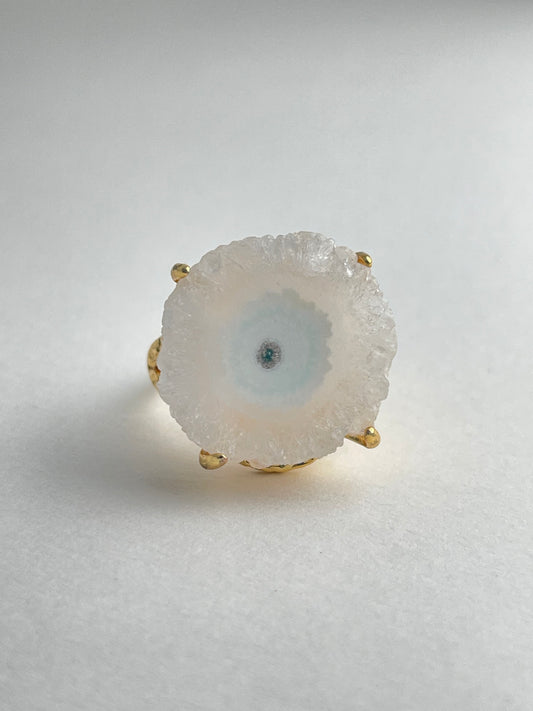 solar quartz crystal slice ring by oryssia