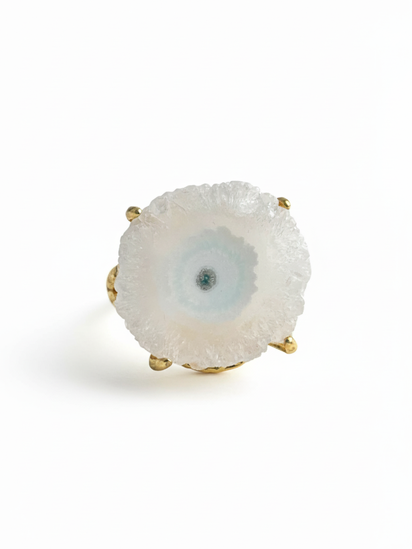 solar quartz crystal slice ring by oryssia