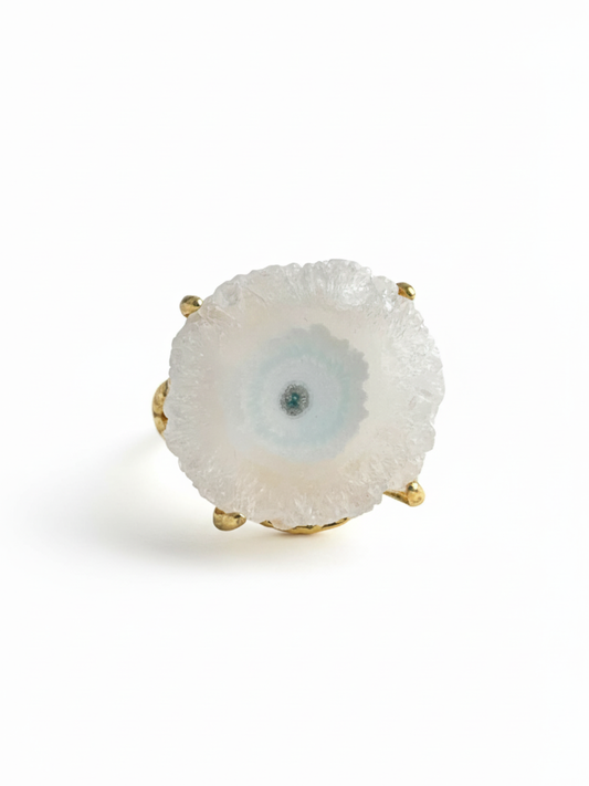 solar quartz crystal slice ring by oryssia