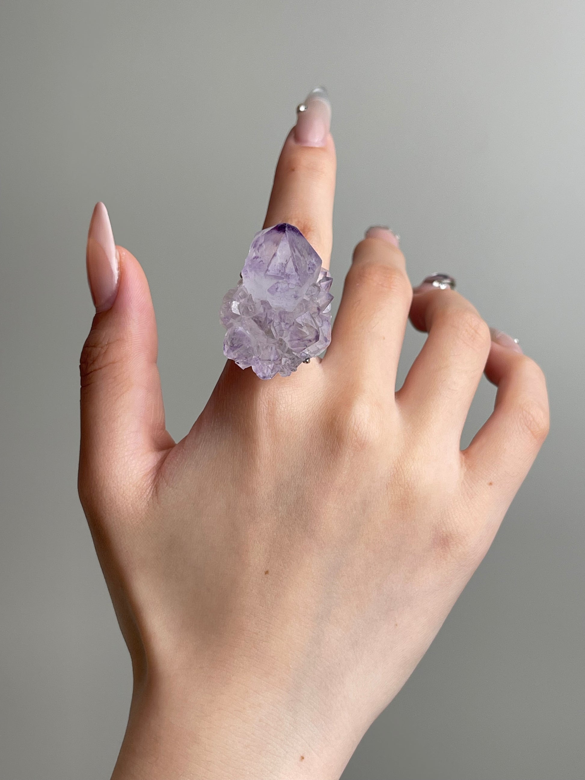 Spirit Quartz (Cactus Quartz) Ring worn on hand