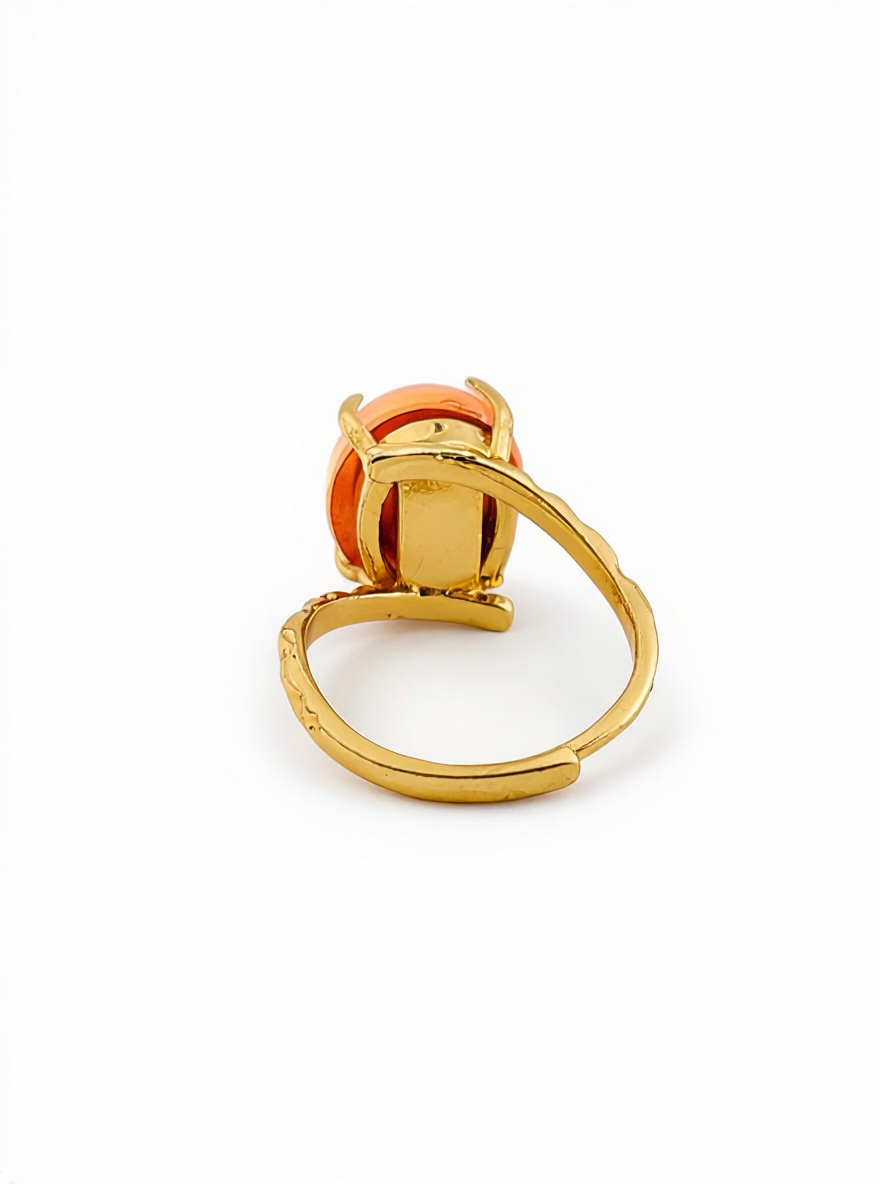 Back view of Star Rose Quartz Ring with adjustable open band