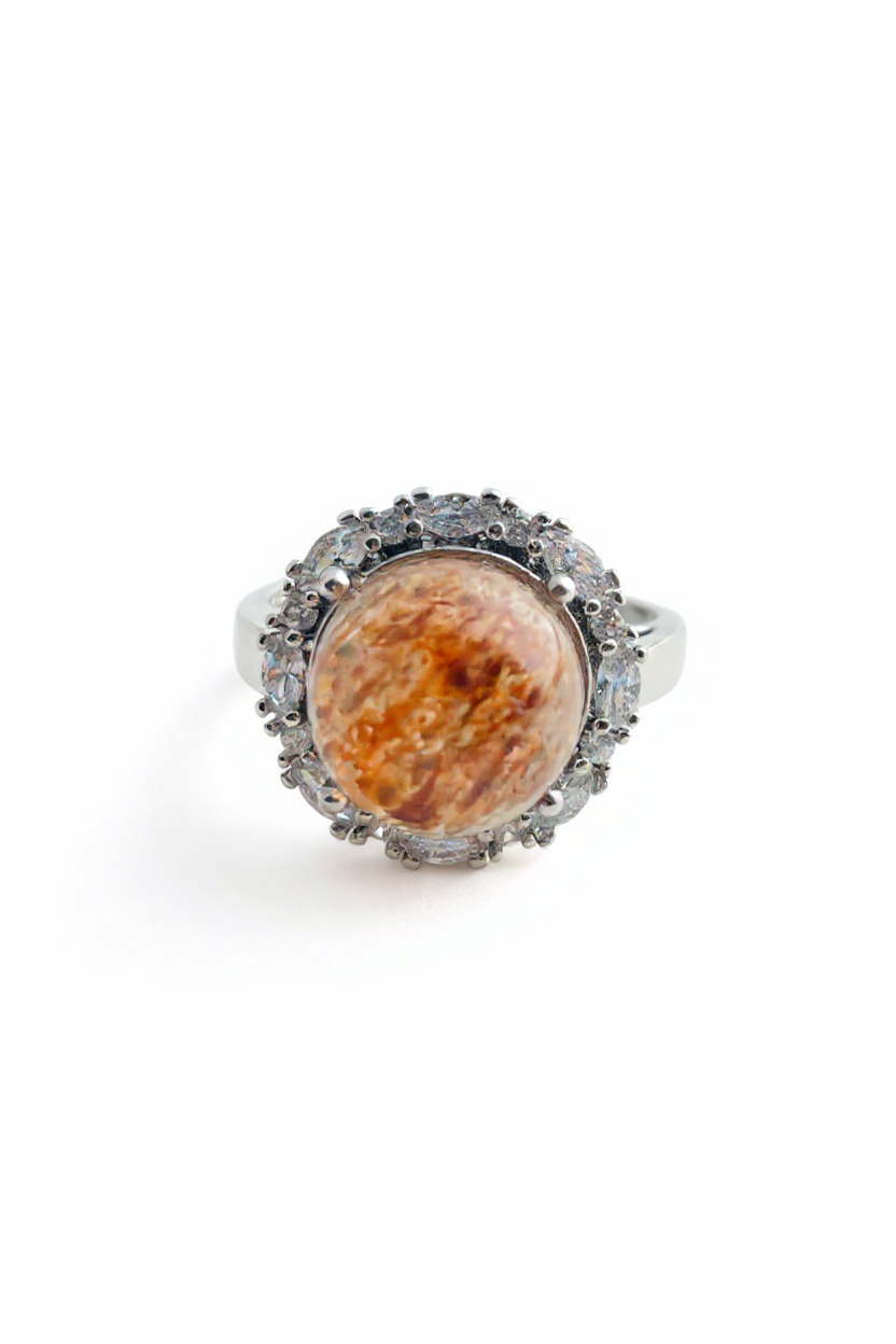 super seven quartz sphere ring
