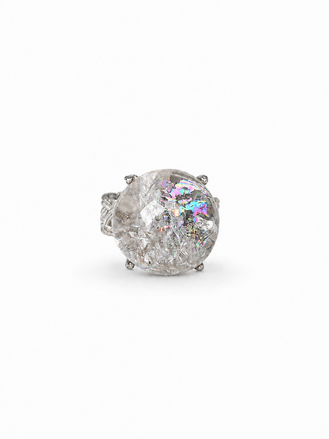Rainbow Quartz Sphere Ring