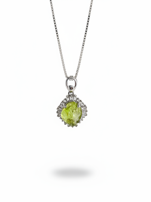 Peridot necklace natural peridot in sterling silver front view