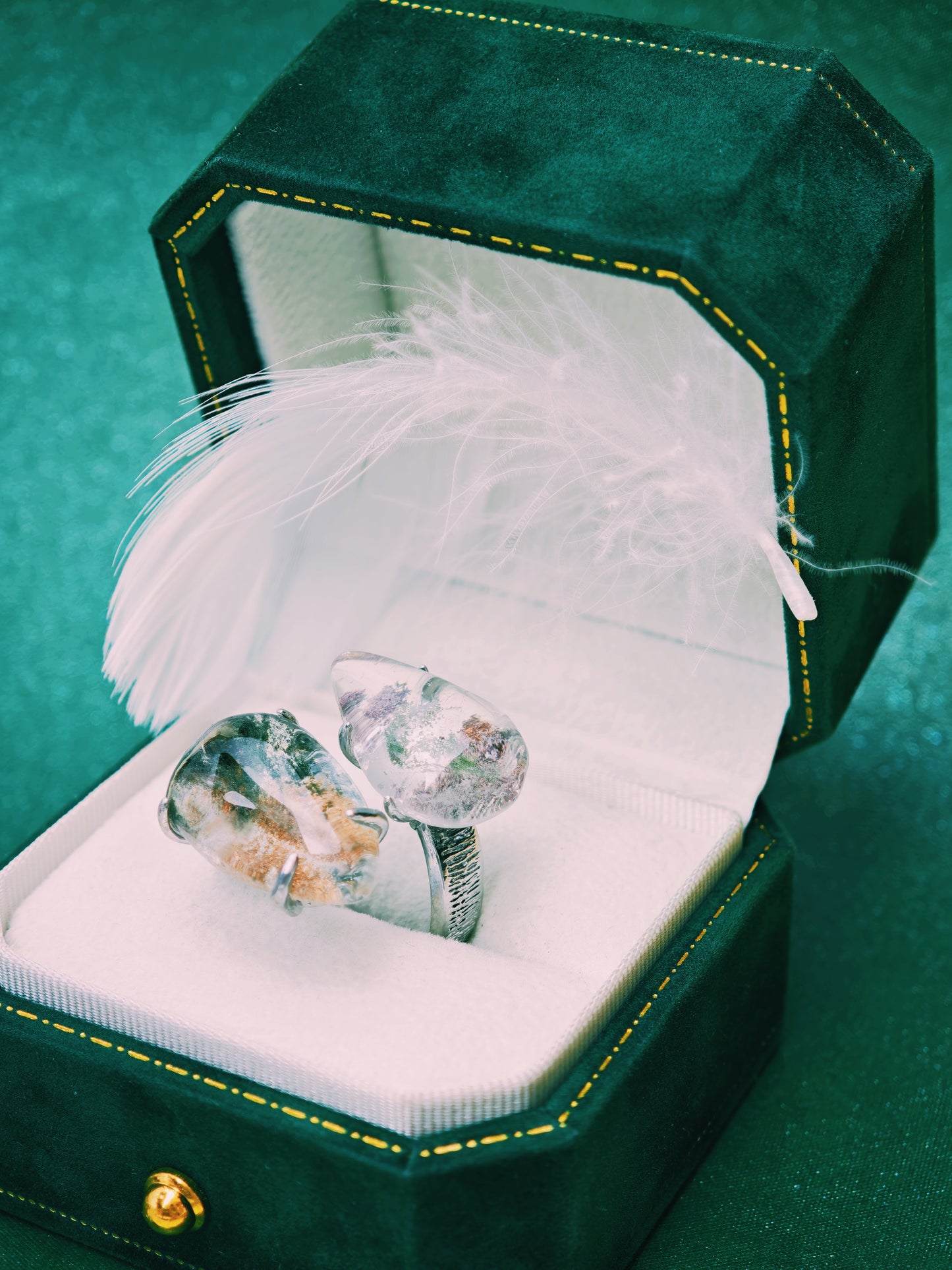 Phantom Quartz Double-Point Ring