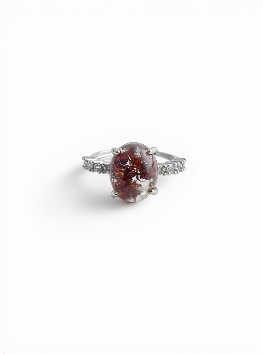 Phantom Quartz Freeform Ring, front view