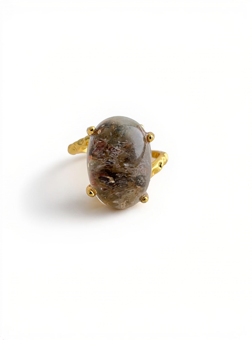 Phantom Quartz Freeform Ring, front view