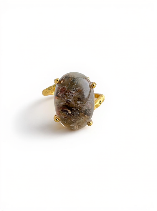 Phantom Quartz Freeform Ring, front view