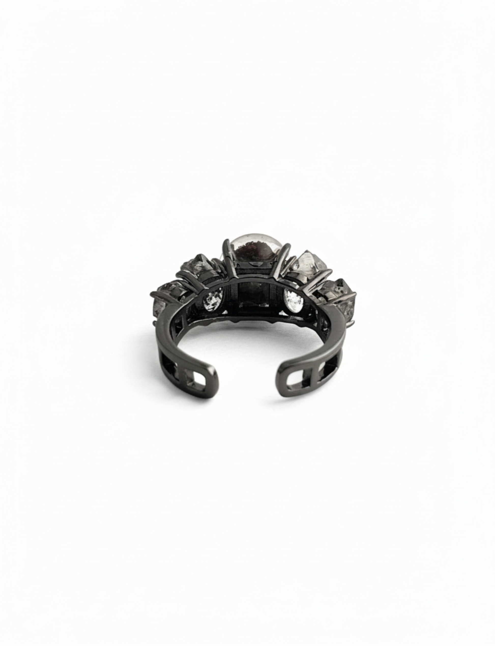 Phantom Quartz and Herkimer Diamond Quartz Ring back view