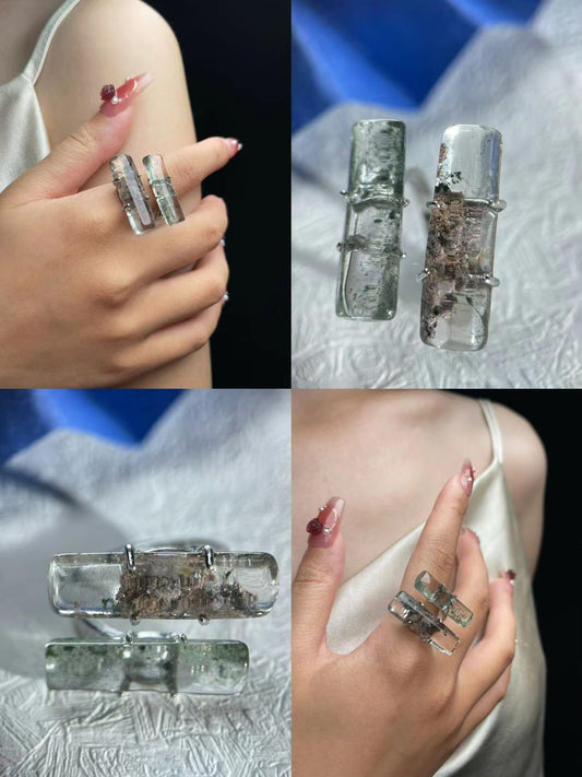 Red Phantom & Green Phantom Quartz ring