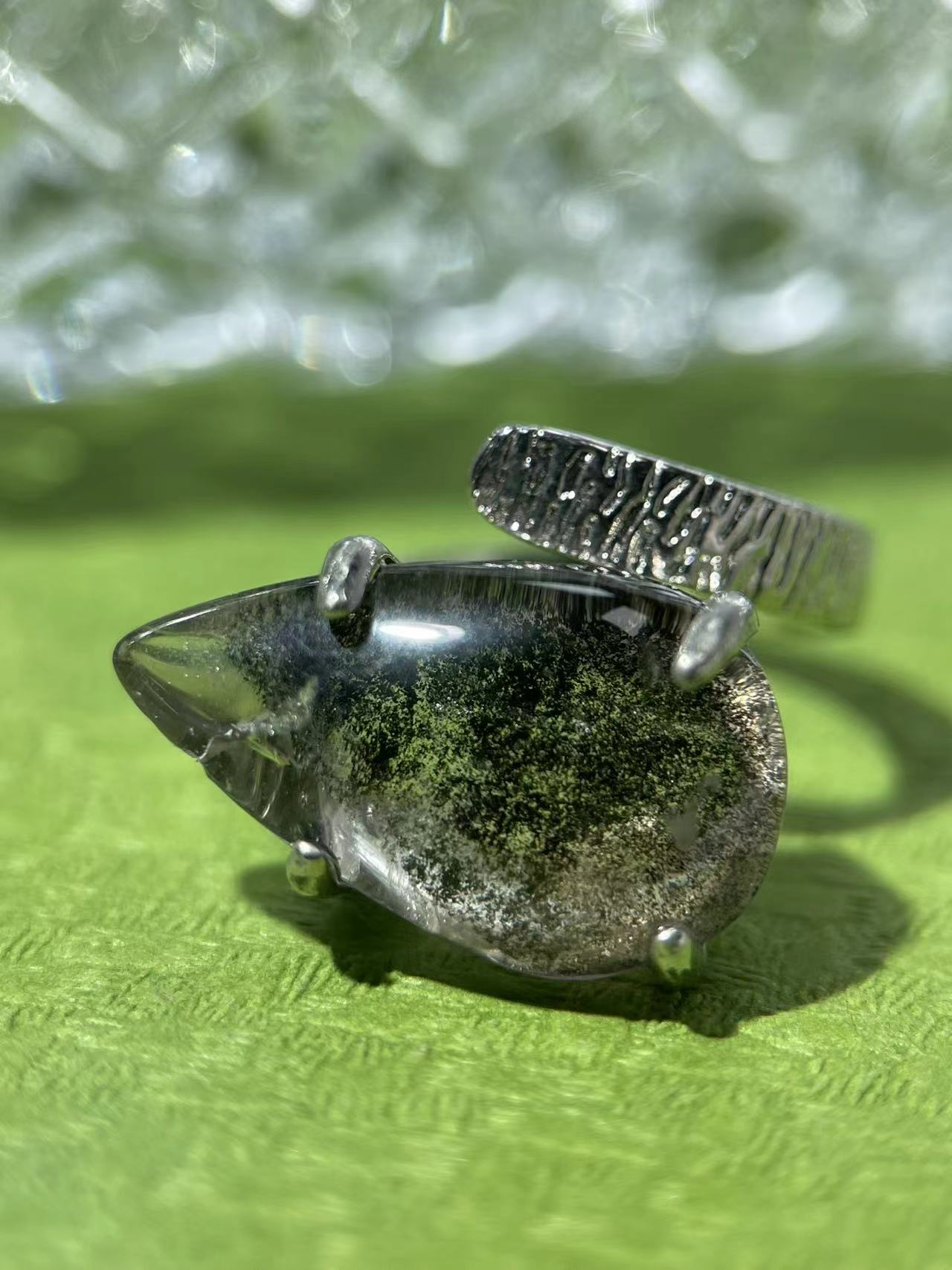 Green Phantom Quartz ring