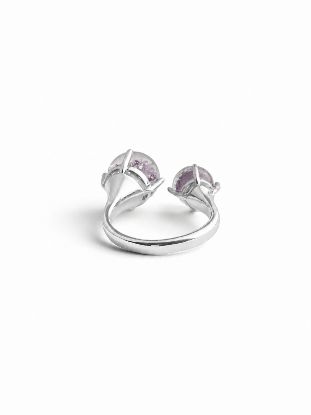 Back view of Phantom Quartz twin stone ring