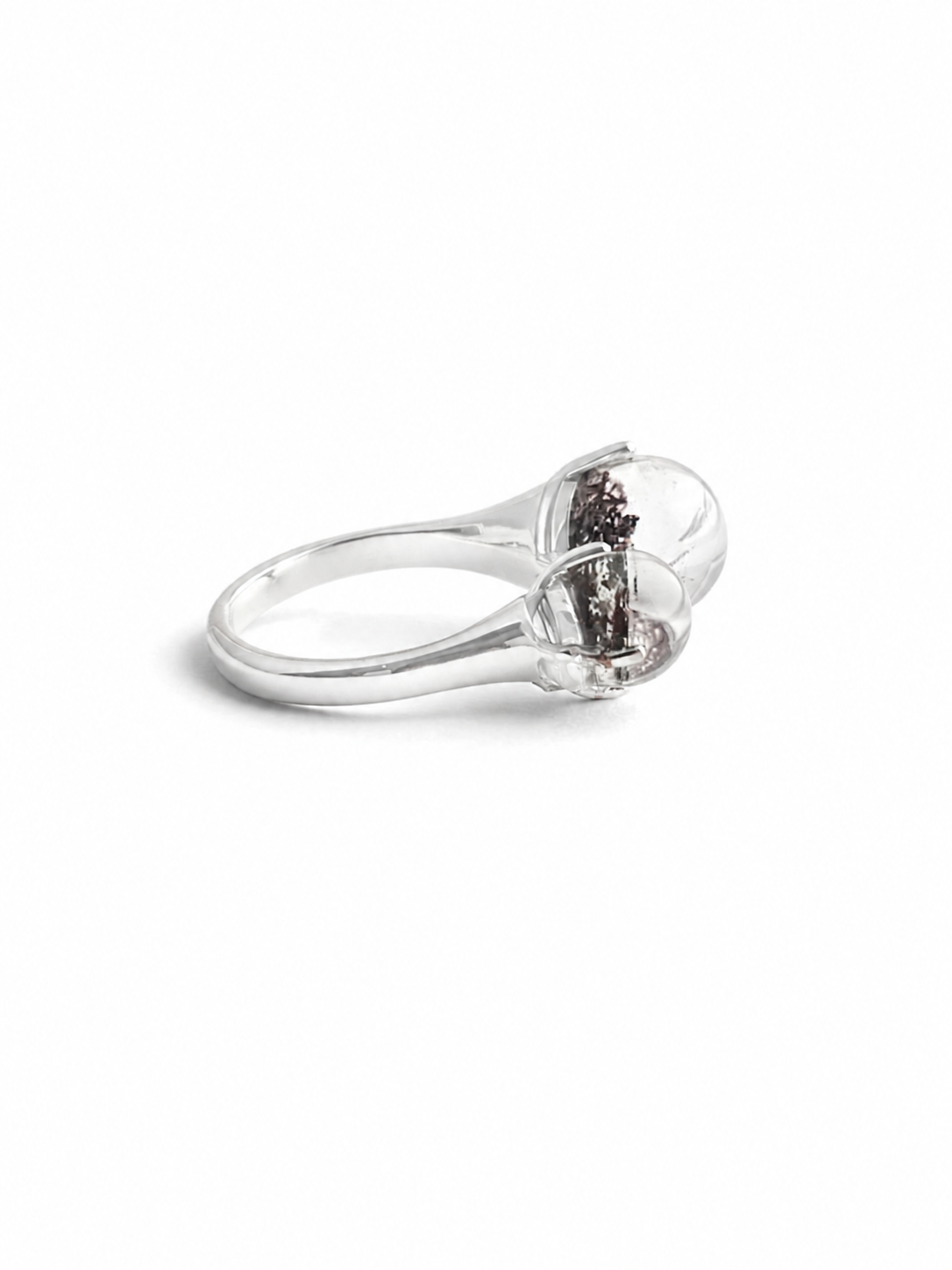 Side view of Phantom Quartz twin stone ring