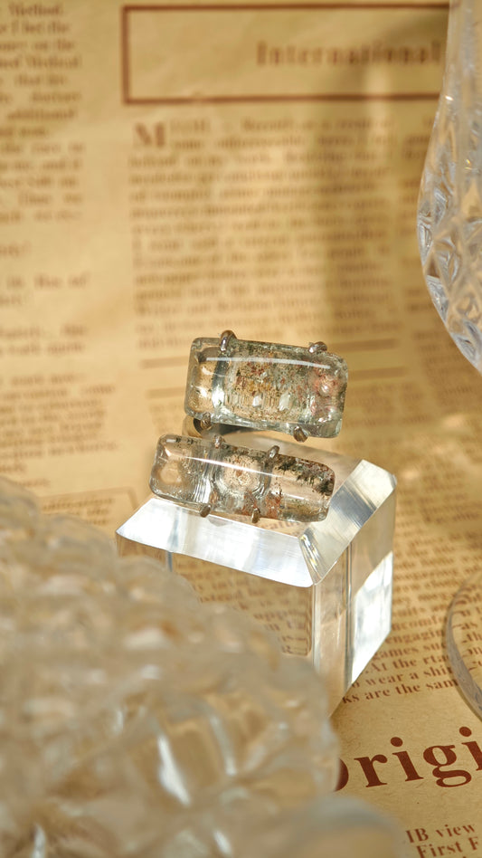 Red & Green Phantom Quartz Ring