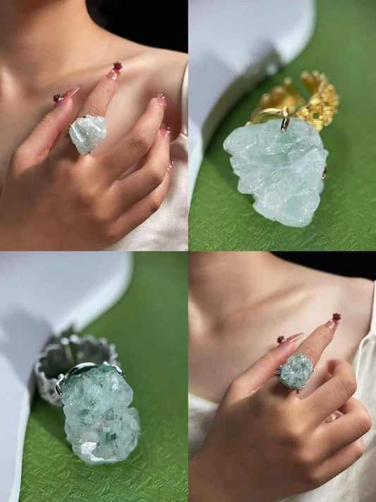 Green Strawberry Quartz Ring