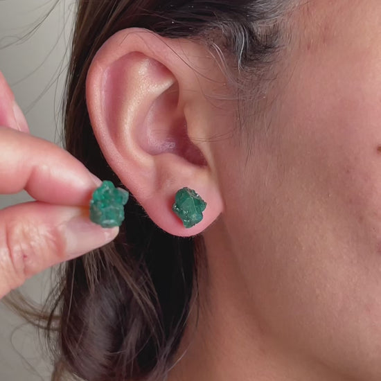 Raw Dioptase Stud Earrings video